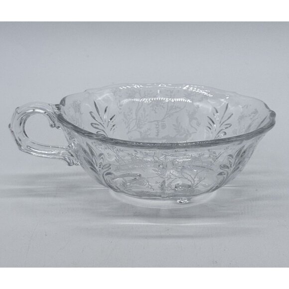 Fostoria Chintz One Handle Clear Glass Etched Baroque Bonbon Candy Dish 7" - Picture 1 of 7